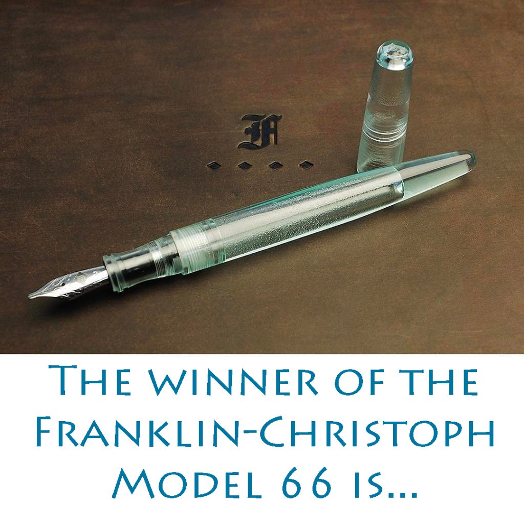 Winner of the Franklin-Christoph Write-In GiveAway!
