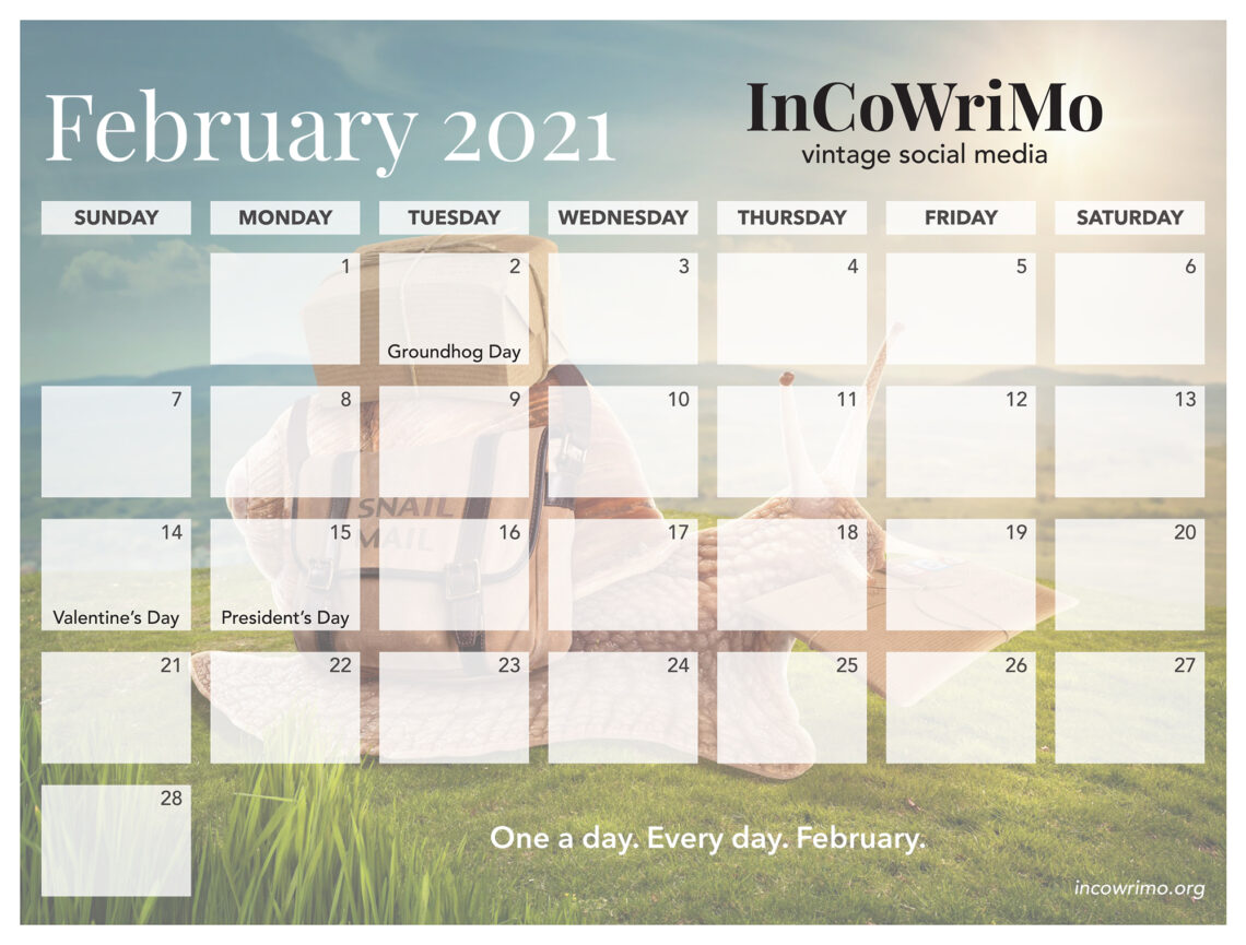 InCoWriMo 2021 Calendar